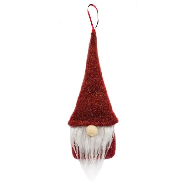 Vánoční skřítek s červeným kloboukem závěsný 16cm